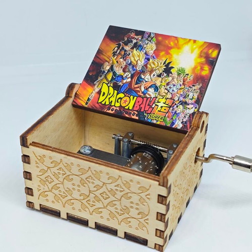 Dragon Ball Super music box like new, wooden with anime characters