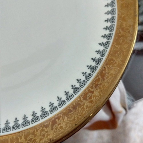 Bavaria porcelain plates new, set of 6 with gold design