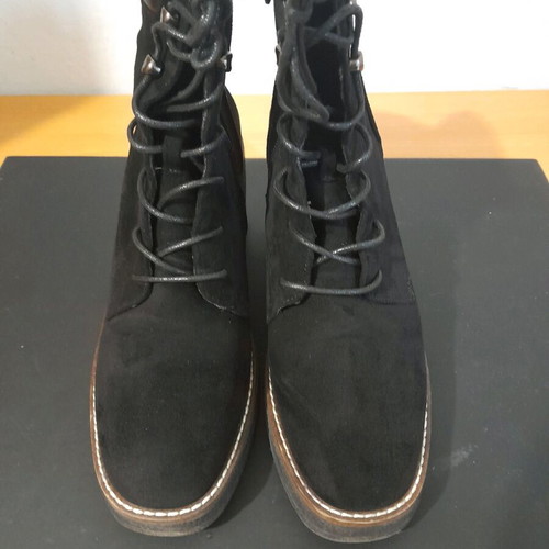 Black suede ankle boots with laces, like new