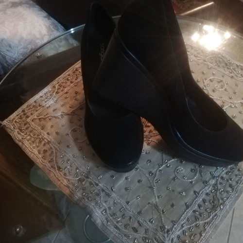 Sarigiannis black platform shoes Greek made, new, size 40