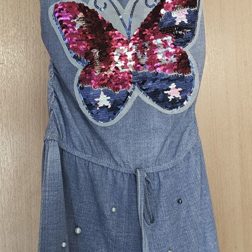 Summer dress for girls with Italian denim shorts, like new, age 10