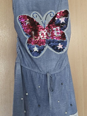 Summer dress for girls with Italian denim shorts, like new, age 10