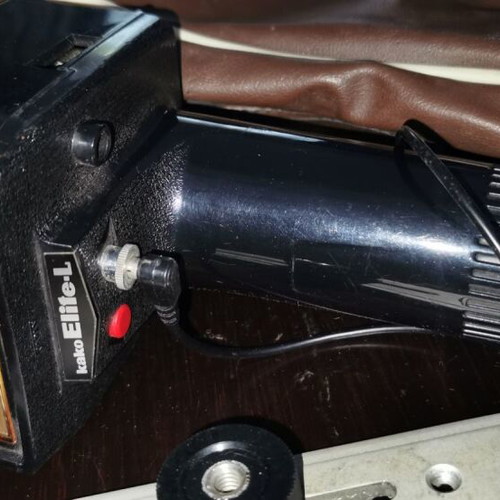 Kako Elite L vintage flash grip used with case and support bracket