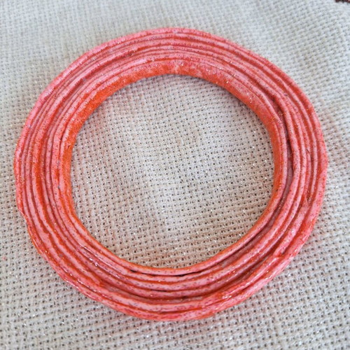 Bangle bracelet red made to order from recycled paper