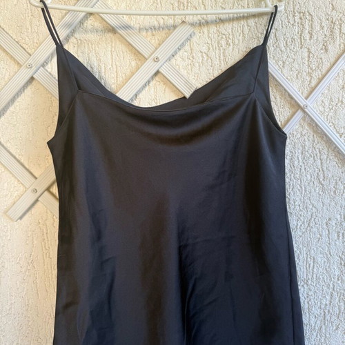 Black satin-type top with straps like new