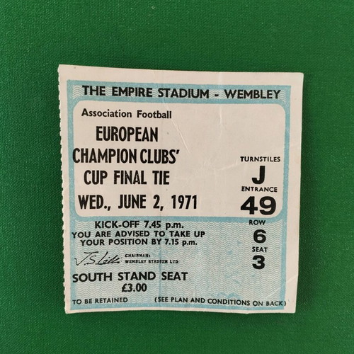 European Cup Final Ticket 1971 Panathinaikos Wembley like new