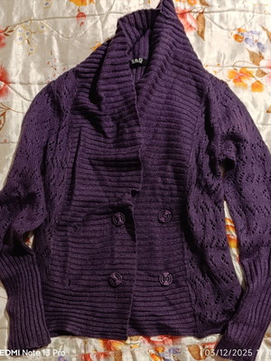 Women's cardigans used, size L, brown and purple