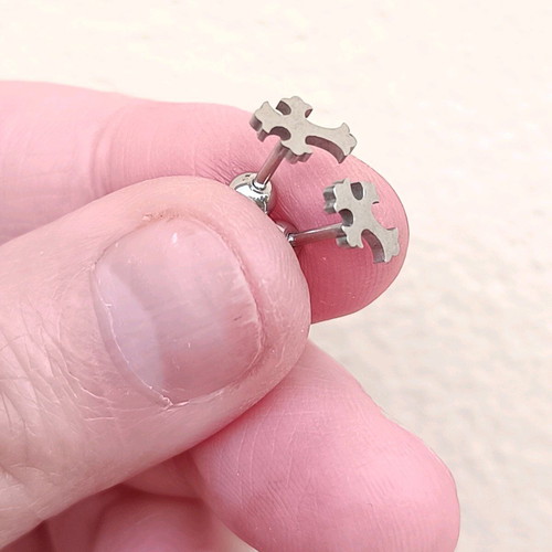 Unisex stainless steel cross stud earrings
