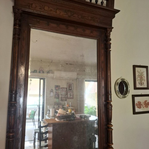 Antique walnut dressing table mirrors used, 2 pieces, circa 1870 handmade