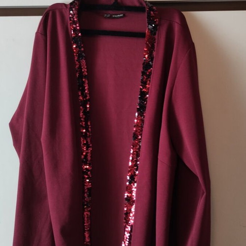 Women's cardigan new with sequin embroidery burgundy red