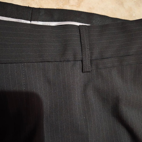 Mexx official office trousers with pleat, dark blue with fine white stripe