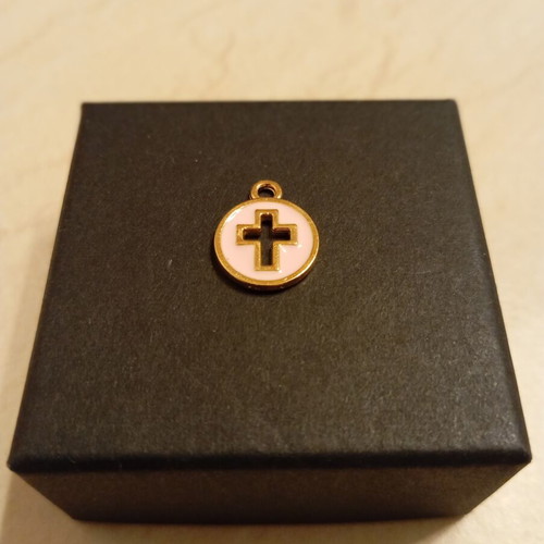 Cross charm like new, rose gold plated for necklace or bracelet