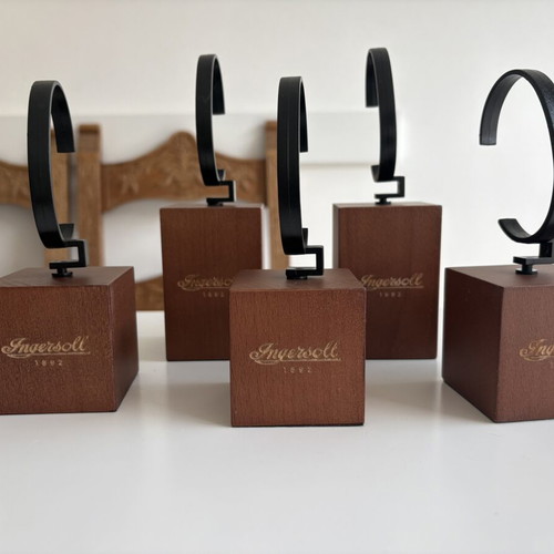 Ingersoll wooden watch display stands set of 9, like new