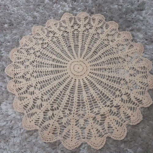 Handmade doily like new, ecru-beige color