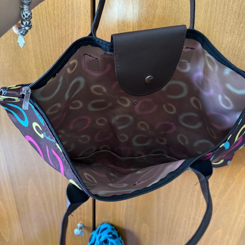 Large handbag new, fabric brown multicolor
