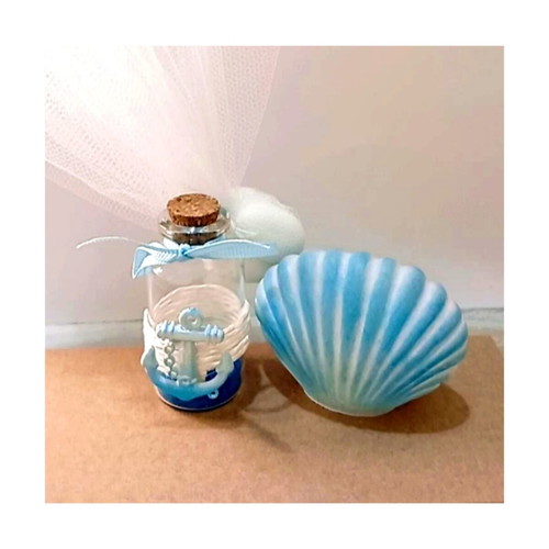 Glass Bottle Wedding Favor with Decorative Sand and Anchor, made to order