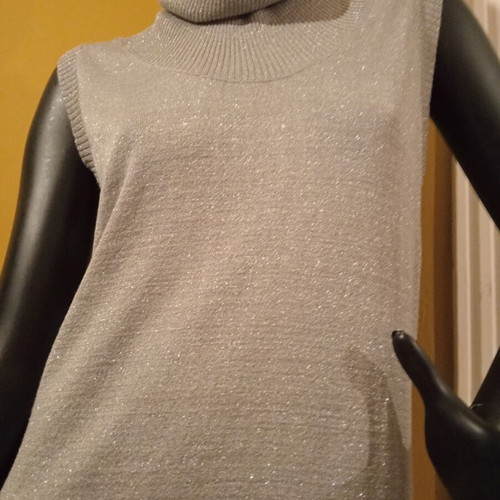 Oltre silver lurex sleeveless midi dress one size new