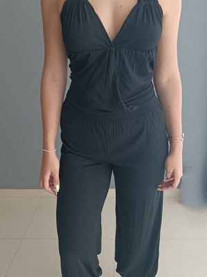 Lipsy black halter jumpsuit salwar style S/M