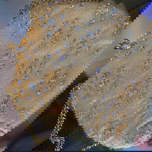 Βραδινό τσαντάκι vintage αχρησιμοποίητο με αστραφτερές πέτρες και λεπτή αλυσίδα