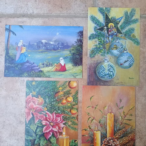 Greeting cards pack of 4, new, mouth and foot painting