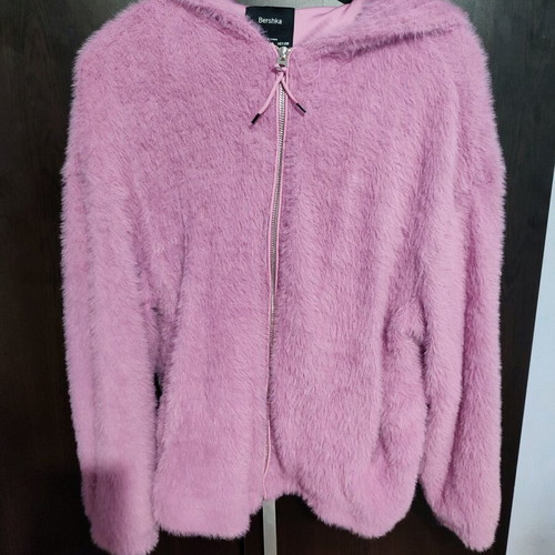 Bershka pink fluffy jacket size M like new
