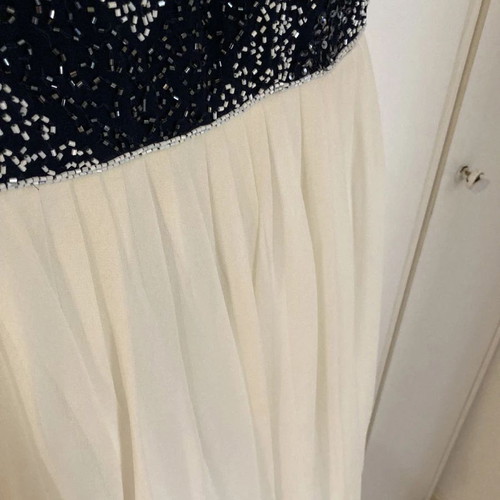 Lace&Beads midi dress with beads and sequins, new, blue-white
