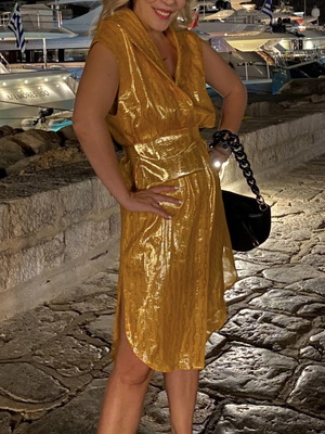 Nadia Rapti Savannah Sun Dress Small 100% Silk like new, yellow gold