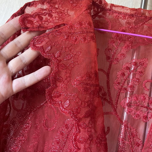 Red lace tunic used, size M
