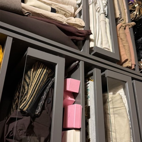 Pax wardrobe grey with drawers and shelves