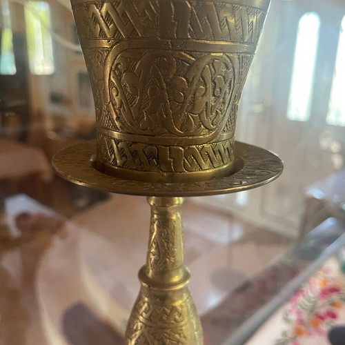 Engraved brass hookah, 50 cm, 100 years old from Constantinople