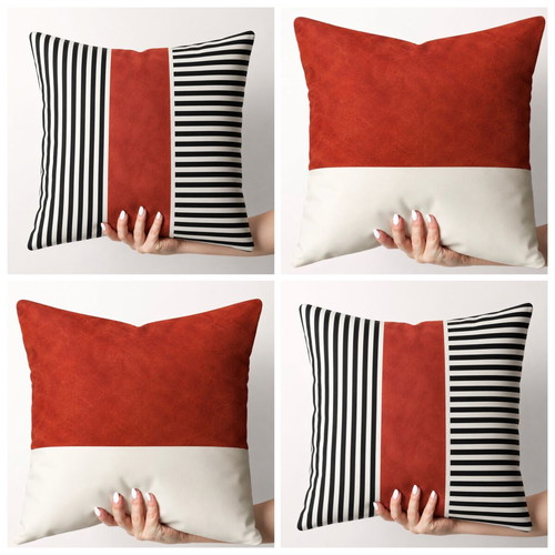 Decorative cushion covers set of 4 50×50 cm in terracotta, black and white