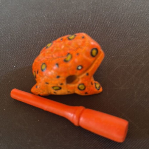 Handmade African Wooden Guitar Frog design, new, red color