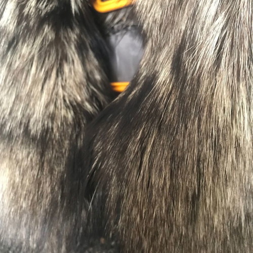 Wool coat with natural fur handmade collar like new, multicolor