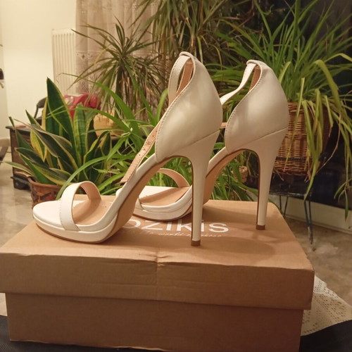Bozikis white sandal, bridal and evening, 11.5 cm heel