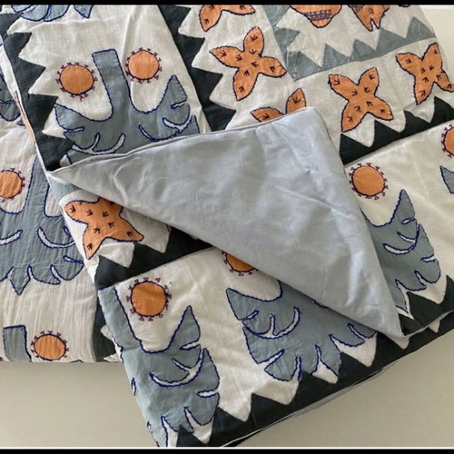 Ethnic Patchwork Handmade Quilt 100% Cotton 150x230cm
