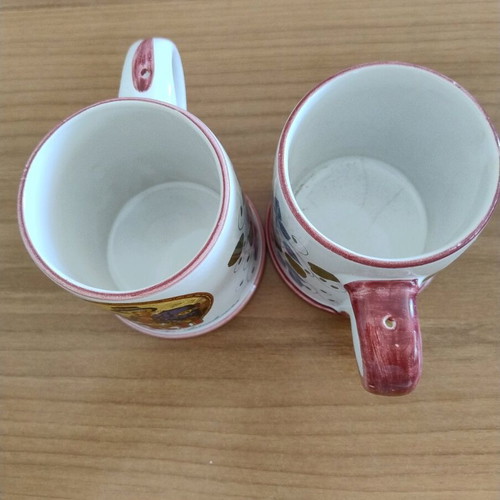 Set of two hand-painted ceramic beer mugs like new