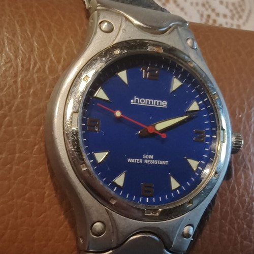 .Homme Vintage Style Men's Quartz Watch Blue Dial used 50M Water Resistant
