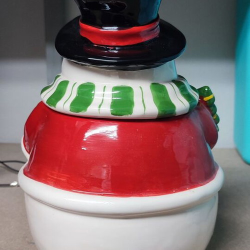 Christmas storage jar snowman design like new