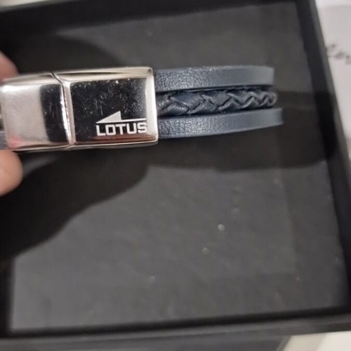 Lotus Style men's bracelet new, stainless steel and blue leather