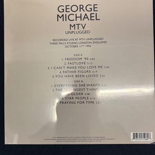 George Michael MTV Unplugged vinyl new, white color, pop