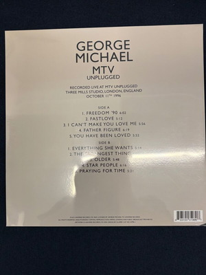 George Michael MTV Unplugged vinyl new, white color, pop