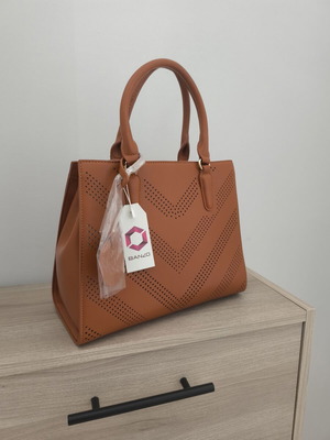 Handbag new, brown faux leather with multiple compartments