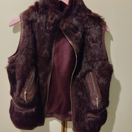 Fur vest 2000s like new, rabbit fur and leather, size S