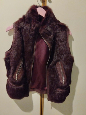 Fur vest 2000s like new, rabbit fur and leather, size S