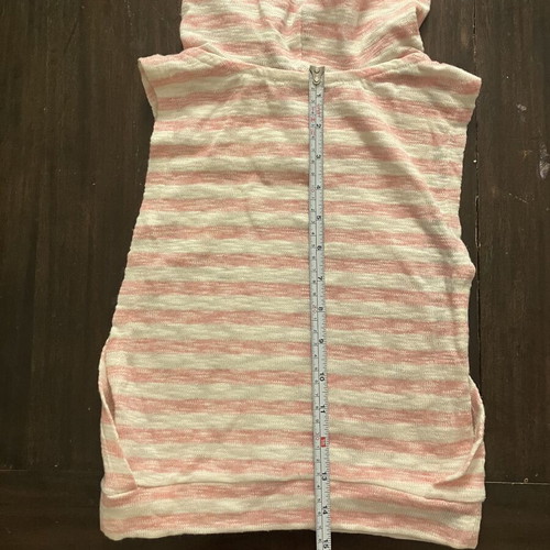 Tally Weijl sleeveless striped hoodie XS, pink and white