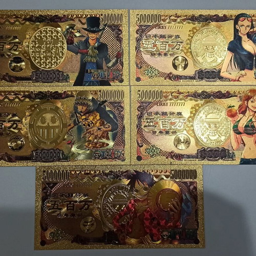One Piece commemorative gold-colored banknotes, pack of 10, new
