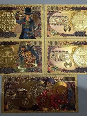 One Piece commemorative gold-colored banknotes, pack of 10, new