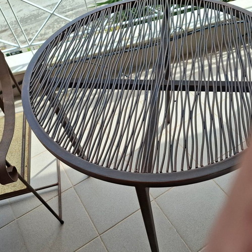 Wave side table handmade like new, bronze 60cm