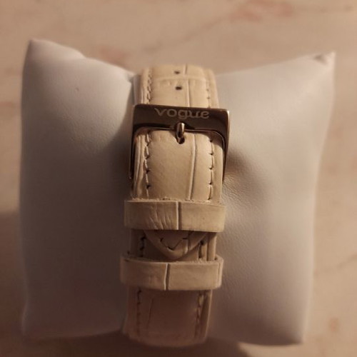 Vogue watch waterproof with chronograph, like new, beige leather strap