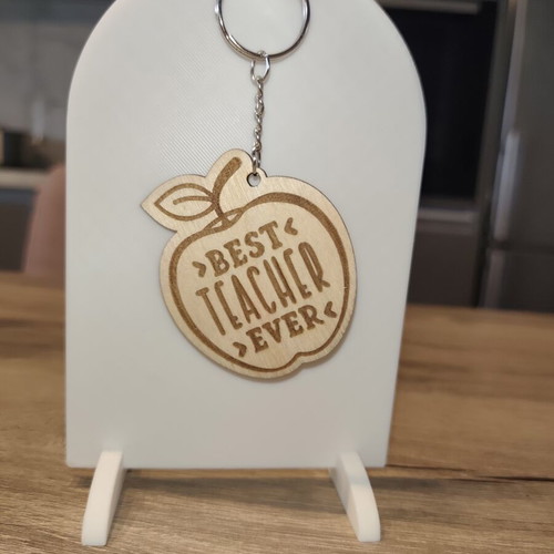 Wooden Keychain Best Teacher Ever new, apple shape